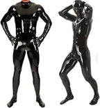 Men's Lingerie Shiny Patent Leather Catsuit Full Body Design Latex Tight Zipper Wet Look Prisoner Sexy Clothing
