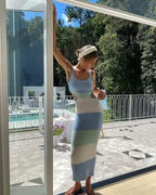 Yuemengxuan Women Sexy Backless Lace up Maxi Dress Elegant Spaghetti Strap Hollow Out Long Dress Party Streetwear
