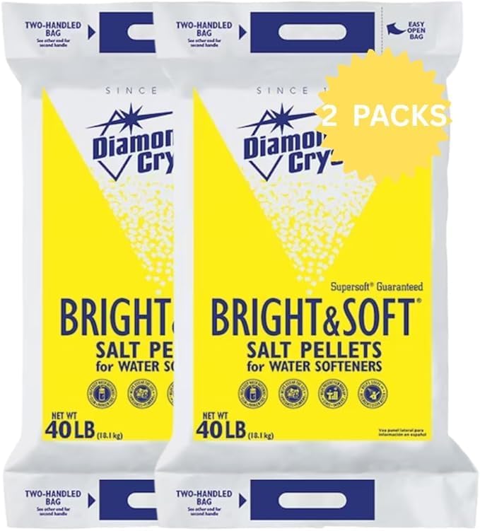 Water Softener Salt Pellets – Pure, Anti-Caking Formula – 40 lb Bag – High Solubility for Soft Water & Appliance Protection – 2 Pack