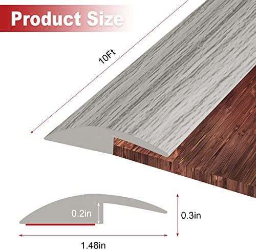 10Ft Carpet Floor Transition Strip, Self Adhesive Floor Edging Trim Strip, PVC Threshold Cover for Doorway, Floor Divider Strip Suitable for Threshold Height Less Than 5 mm - Gray Forest