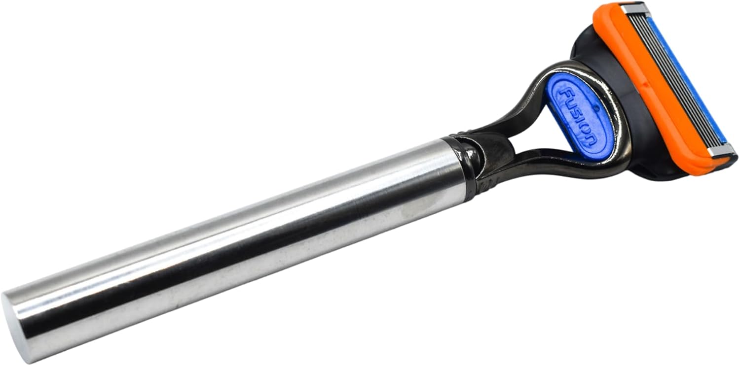 Parker 100% Stainless Steel Handle Gillette Fusion Compatible Razor - 1 Gillette Fusion Blade Included