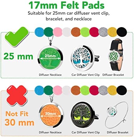 Maromalife 60 PCS Essential Oil Refill Pads, 0.67 Inch Felt Pads Aromatherapy Replacement Pads for Diffuser Necklace Diffuser Bracelet Car Diffuser Vent Clip Multi-Colored