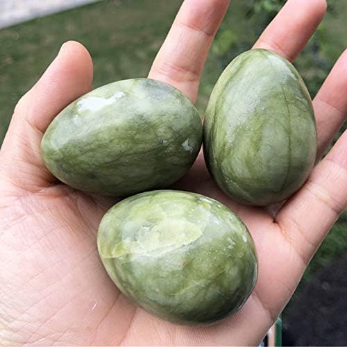 Polished Stone Egg for Easter Day, Palm/Pocket/Worry Enegry Healing Crystal Display Sphere Figurine Fengshui, Green Jade 1.8" x 1.3"