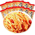 Fresh spicy golden enoki mushroom,spicy strips,Chinese specialty food,red oil enoki mushroom，seasoned dishes,Instant snacks，Latiao，Vegetarian snacks， Instant Dishes (20 packs)