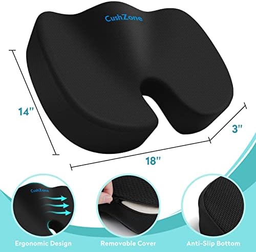 Office Chair Seat Cushion, Cooling Gel Enhanced Memory Foam Cushion for Long Sitting - Back, Sciatica, Coccyx, Tailbone Pain Relief Pillow - for Office, Gaming, Car, Wheelchair - Black, Large