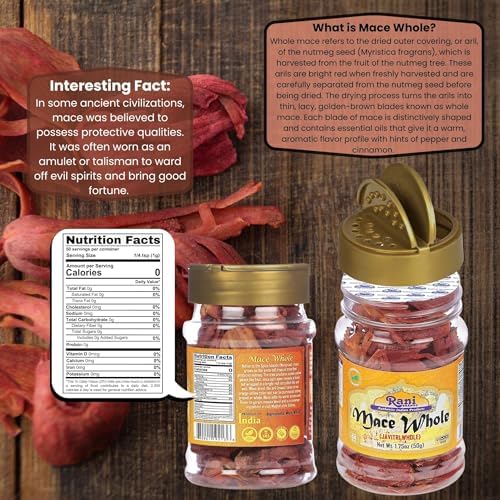Rani Mace Whole (Javathri), Spice 1.75oz (50g) PET Jar ~ All Natural | Vegan | Gluten Friendly | NON-GMO | Kosher | Indian Origin