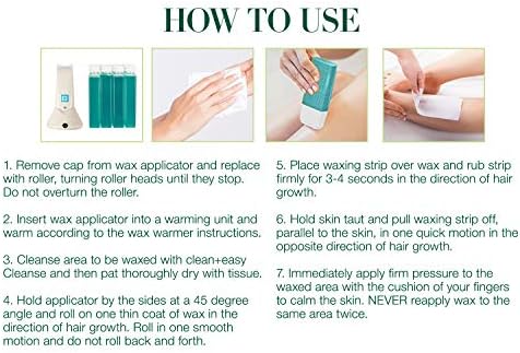 Clean + Easy Hemp Roll On Wax – Large Soft Wax Refill Cartridge for Hair Removal on for Legs, Arms & Body, 12 Pack