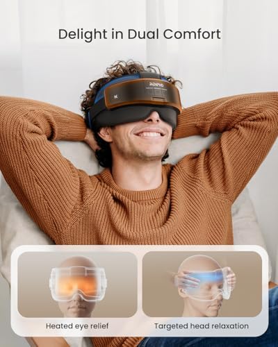 RENPHO Eyeris Masc Head & Eye Massager, FSA Eligible HSA, Birthday Gifts for Women Men, Migraine Relief Headache Massager for Forehead, Occiput and Temple, Heated Mask Massager Scalp Stress Relax