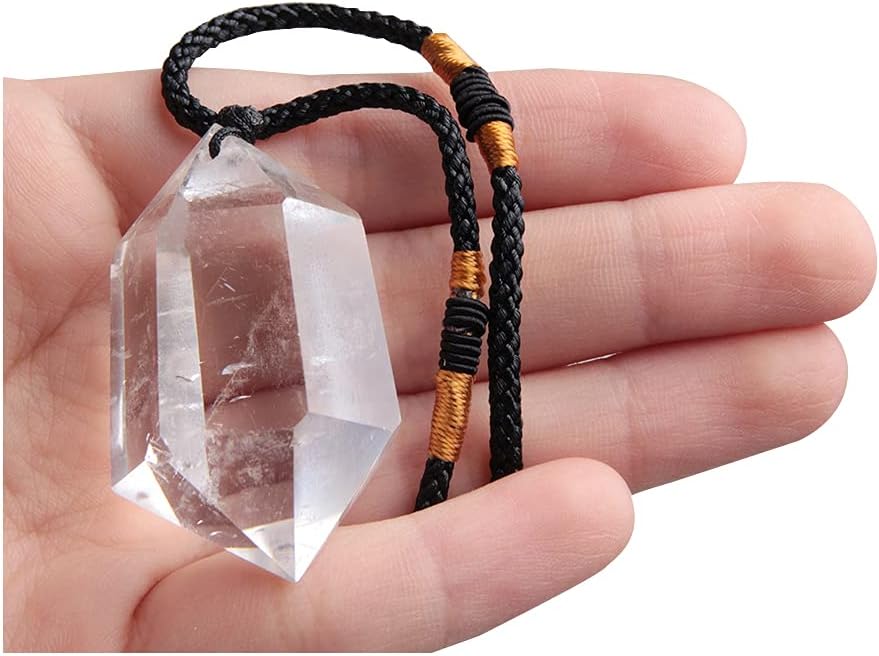 Acxico 1 pcs Natural Clear Quartz Crystal Pendulum Pendant Necklace Chakra Gemstone