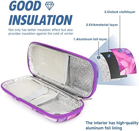 YOUSHARES Insulin Cooler Travel Case - Diabetic Insulated Organizer Portable Cooling Bag for Medication Cooling Insulation, Insulin Pen Case with 2 TSA Approved Travel Cooler Ice Pack (Marble Purple)