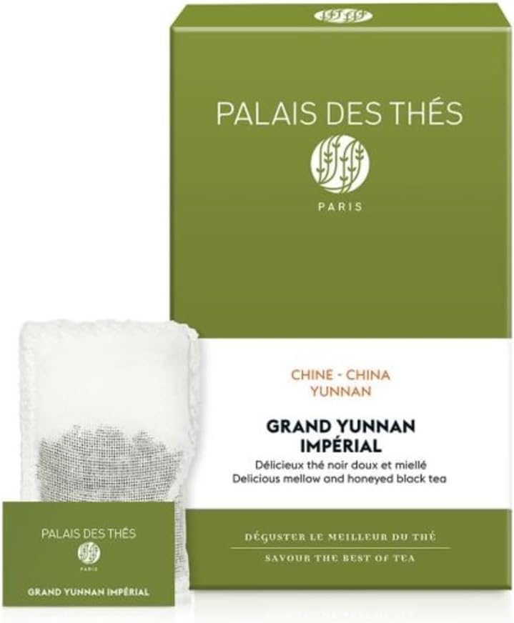 Palais des Thés Green Tea - Organic Grand Yunnan Imperial Blend - Premium Chinese Green Tea Bags, Serves 20 Cups