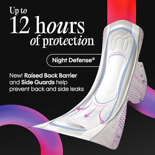 Kotex Ultra Thin Overnight Pads with Wings, Extra Heavy Absorbency, 34 Count (Packaging May Vary)