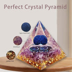 Crystal Pyramid, Lapis Lazuli & Amethyst Healing Crystal Pyramid Porstive Energy Generator, Natural Crystals Energy Pyramid for Attract Wealth Success and Lucky