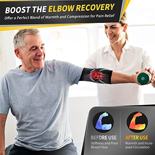 CAMBIVO 2 Pack Elbow Compression Sleeves for Men and Women, 3D Knit Tennis Elbow Brace for Tendonitis and Joint Pain Relief, Breathable Arm Support for Gym, Weightlifting and Daily Work
