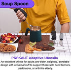 Bendable/Weighted Spoon for Hand Tremors - Adaptive Handicap Utensil for Parkinsons Patients, Curved for Shaking Hands, Liftware Angled Arthritis Aid for Adults, Disabled, Elderly