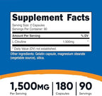 Nutricost L-Citrulline 1500mg, 180 Capsules - 750mg Per Capsule, Gluten Free, Non-GMO, Packaging May Vary