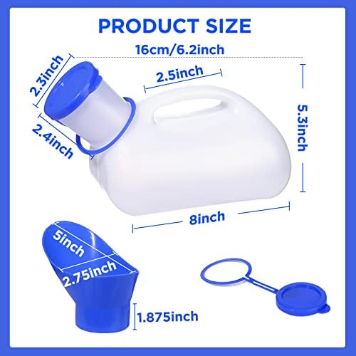 NUOMI 2 Pack Portable Urinals for Men, Spill Proof Travel Urinals Pee Bottle for Male Female Emergency Potties for Camping Hiking 1000ML