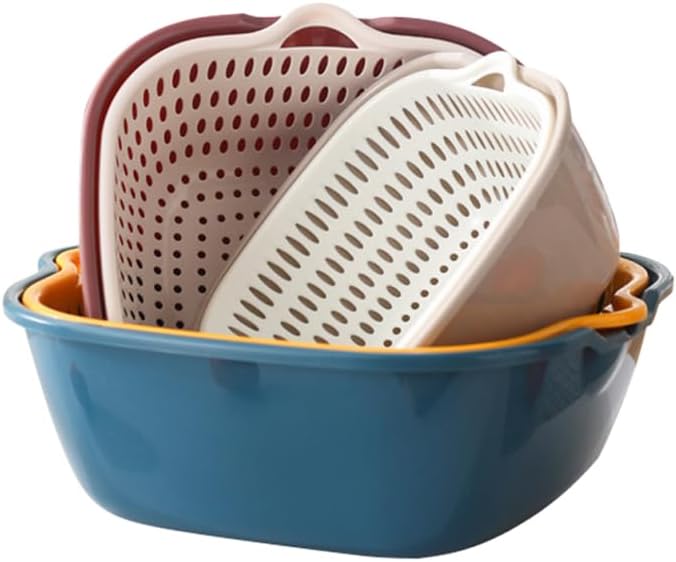 Zerodeko 6pcs Kitchen Strainer Set Plastic Washing Drain Basket Fruit Veggie Bowl Sink Drain Strainer Multi-functional