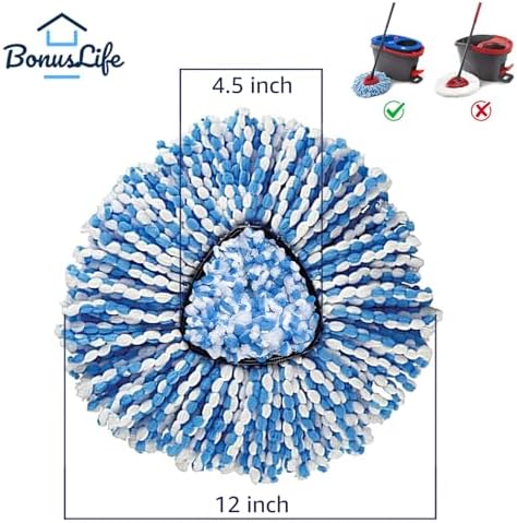 BonusLife 4-Pack Mop Head for O-Ceda RinseClea Spin Mop Refill 2-Tank System Only Easy Cleaning Microfiber Replacement