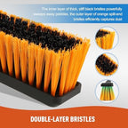 CLEANHOME 24”Push Broom Brush for Floor Cleaning with 65” Long Handle and Stiff Bristles, Heavy Duty Brush for Shop, Deck, Garage, Concrete,Indoor and Outdoor Broom,Orange