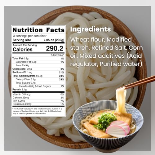 Unha’s Japanese Sanuki Fresh Udon Noodles, Jumbo Chewy Noodles, No Soup Included, Quick and Easy, 22 oz (200g × 3 Packs) Pack of 1