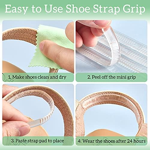 Xuniea 48 Pieces Shoe Strap Grip Back Heel Inserts Sling Invisible Gel Pads Cushion Liner Clear Heel Grips Foot Care Protector Adhesive for Sandals Women, 2 Styles
