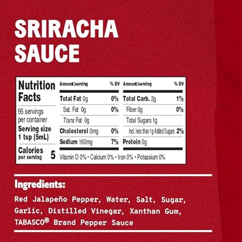 TABASCO Brand Sriracha Sauce, Medium Hot Sauce, Easy-to-Squeeze Bottle, Thai-Style with Louisiana Twist, Rich & Bold Flavor, Great on Stir-Fry, Teriyaki, & More, 20 Oz (Pack of 1)