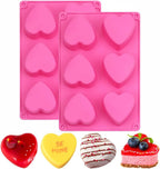 6 Holes Heart Shaped Silicone Mold For Chocolate Cake Jelly Pudding Handmade Soap Mould Candy Making Set of 2