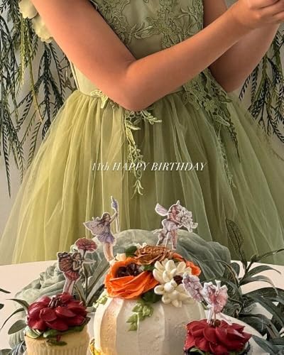 Set of 24 Pieces Fairy Flower Theme Party Decoration Cupcake Topper Kids Birthday Party