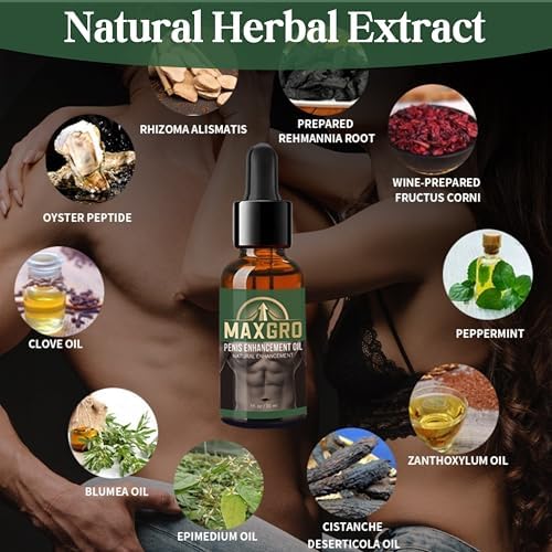 Enhancement Oil for Men – Improve Strength & Stamina Boost Health Natural Herbal Ingredients for All Male Skin Types (1oz)