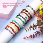 Hicarer 15 Pieces Crystal Chips Bracelets Set Natural Gemstone Stretch Bracelets Irregular Chips Beads Bracelet Jewelry for Women Gifts Promote Communication