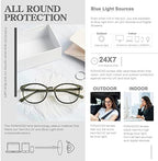 FONHCOO Blue Light Blocking Glasses Women Men Computer Eyeglasses,TR90 Fashion Round Transparent Anti Blue Light Glasses with Anti Eyestrain & UV Glare for Gaming & Reading (Green)