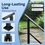 VIVOHOME Adjustable Outdoor Handrails - Durable Galvanized Steel, Black Oval Design for Porch, Deck & Stairs, 2-Pack for 3 Steps