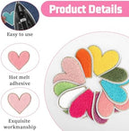 12pcs Heart Shaped Iron on Patches,2.95 x 2.76inch Colorful Embroidered Iron on Patch,Chenille Patches for Clothing,Heart Shape Sew on Patch for Clothes Jackets Jeans Hats Bags