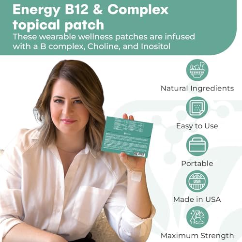 NUTRI-PATCH Energy B12 &Complex Topical Patch, Infused with B1,B2,B3,B5,B6,B12,Biotin,Choline & Inositol 30 Count