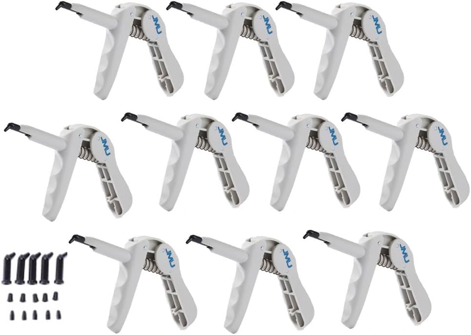JMU 10 Pack Dental Composite Gun Dispenser Applicator Autoclavable, Comes with 50 Unidose Copsules Cartridge Tips, Plastic Caps