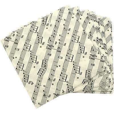 Sheet Music Beverage Napkins 20 & Pack (5"X5")