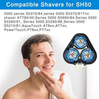 SH50 Replacement Shaver Heads Compatible with Philips Norelco Series 5000 (S5xxx) Electric Razors,SH50 Blades Compatible with Philips Norelco Series 5000 Replacement Heads
