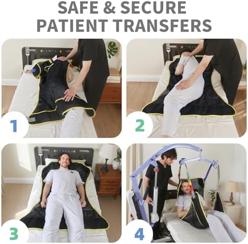 500lbs Full Body Patient Lift Sling – Heavy Duty Mesh Transfer Sling for Wheelchair,Toilet,Shower Breathable Sling with Wide Padding & Color-Coded Loops(L)