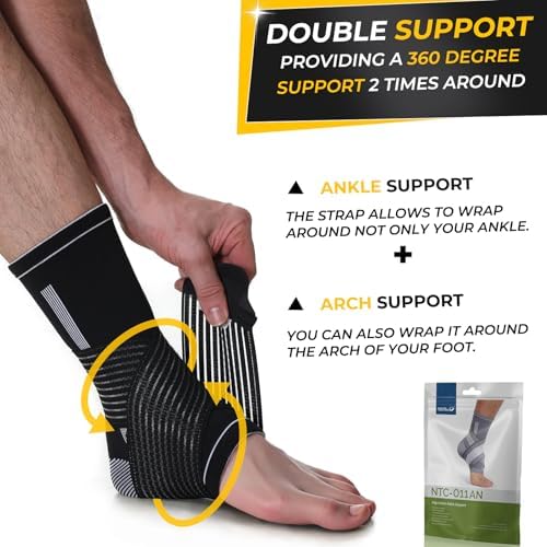 NeoTech Care Adjustable Ankle Support Brace (Black, Size L, 1 Unit)
