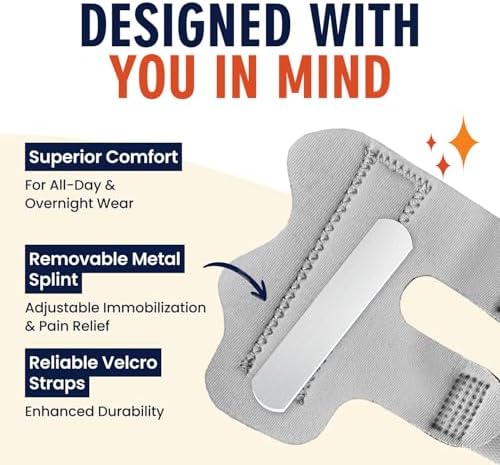 Dr. Frederick's Trigger Finger Splint - 2 ct - HSA/FSA - Index, Middle & Ring Fingers - Padded Brace for Arthritis, Mallet Finger, Tendonitis - Adjustable, Doctor-Developed - Regular Gray