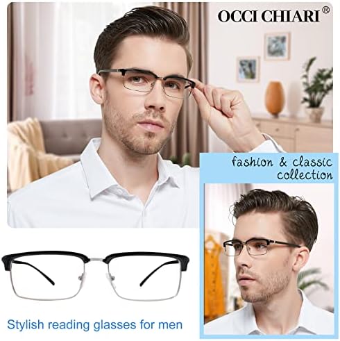 OCCI CHIARI Large Reading Glasses Men Stylish Readers Clear Lens 1.0 1.25 1.5 1.75 2.0 2.25 2.5 2.75 3.0 3.5 4.0 5.0 6.0