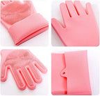 Dishwashing Gloves Silicone Cleaning Reusable Scrub Gloves for Wash Dish,Kitchen, Bathroom