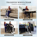 Electric Patient Lift Transfer Chair for Home - Foldable, Electric Transfer Lift Wheelchair for Car, Heavy Duty Transfer Chairs for Seniors, Adjustable Height/Base Width, 275 lbs