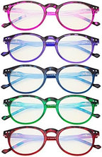 Eyekepper 5 Pack Fashionable Blue Light Filter Glasses Women - Anti Digital Glare Oval Round Computer Reading Glasses +1.25