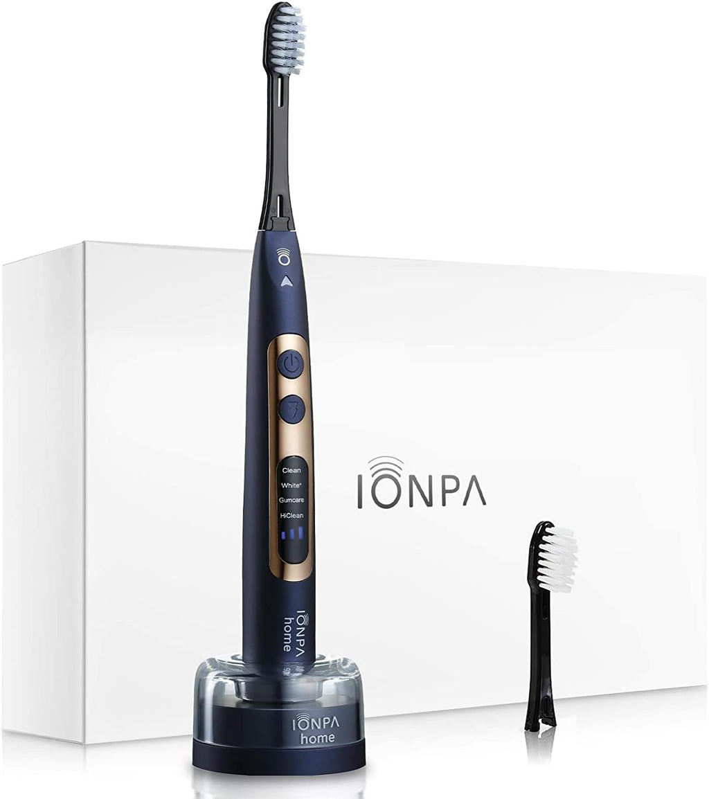 IONIC KISS IONPA DP Navy Blue Premium USB Rechargeable Ionic Power Electric Toothbrush, Brushing Timer, 4 Modes, 2 Soft Extended Filament Brush Heads Made in Japan, You hyG DP-111NB