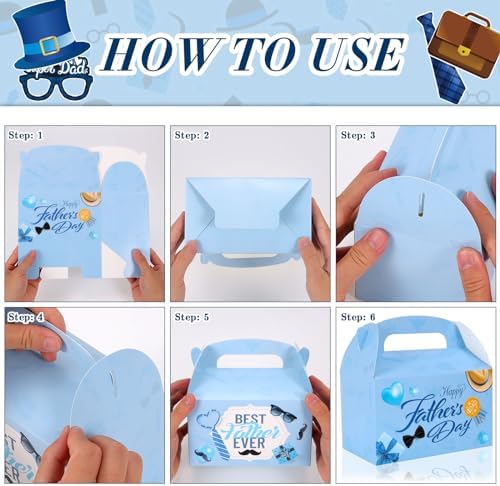 HOWAF 12Pcs Father’s Day Treat Boxes Fathers Day Candy Boxes Happy Fathers Day Party Favors Gift Boxs for Dad Grandpa Party Supplies Father's Birthday Gift Wrapping Goodie Boxes Bulk