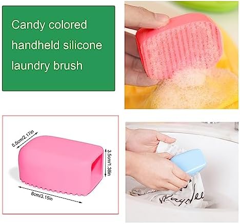 2 Pack Laundry Stain Remover Brush Small Washboard Portable Silicone Mini Wash Board Handheld Hand Washing Brush Detail Cleaning Scrub for Collar Cuff Fabric Spot Delicates Clothing Travel