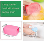 2 Pack Laundry Stain Remover Brush Small Washboard Portable Silicone Mini Wash Board Handheld Hand Washing Brush Detail Cleaning Scrub for Collar Cuff Fabric Spot Delicates Clothing Travel