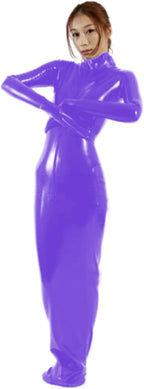 PVC Lockable Zipper Wear Two Side Shiny PVC Bag Sleeping Bag Bodysuit Costume Couple,Purple,XXL